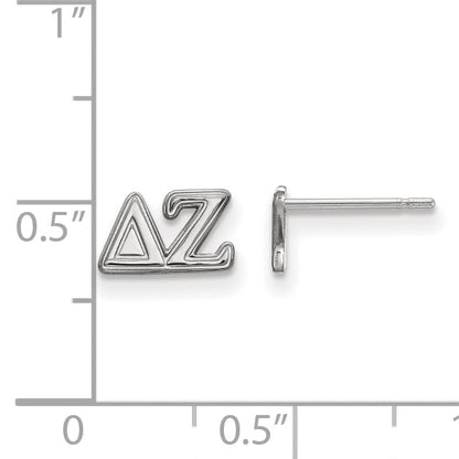 Sterling Silver Rhodium Plated Logoart Delta Zeta Sorority Greek Letters Extra Small Post Earrings