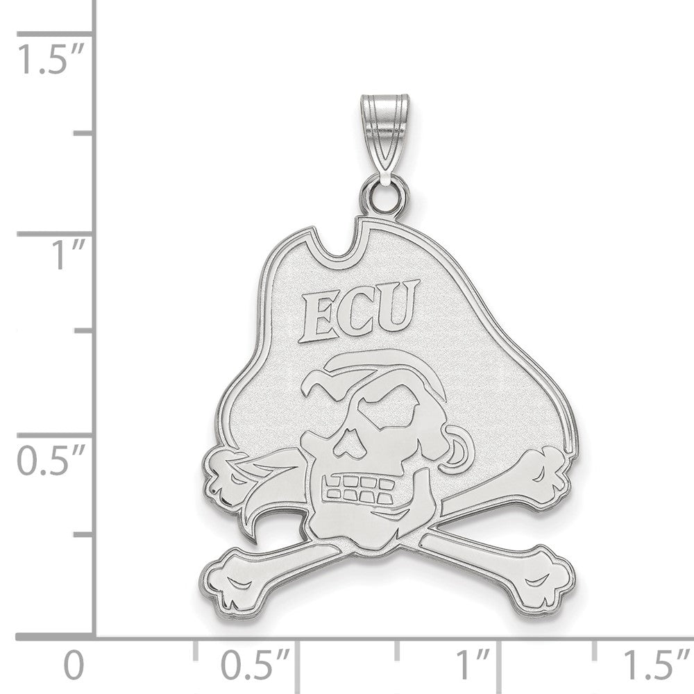 14K White Gold Logoart East Carolina University Pirate Extra Large Pendant