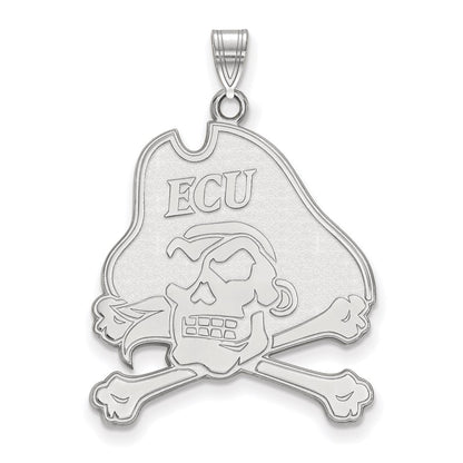 14K White Gold Logoart East Carolina University Pirate Extra Large Pendant