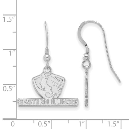 Sterling Silver Rhodium Plated Logoart Eastern Illinois University Small Dangle Wire Earrings