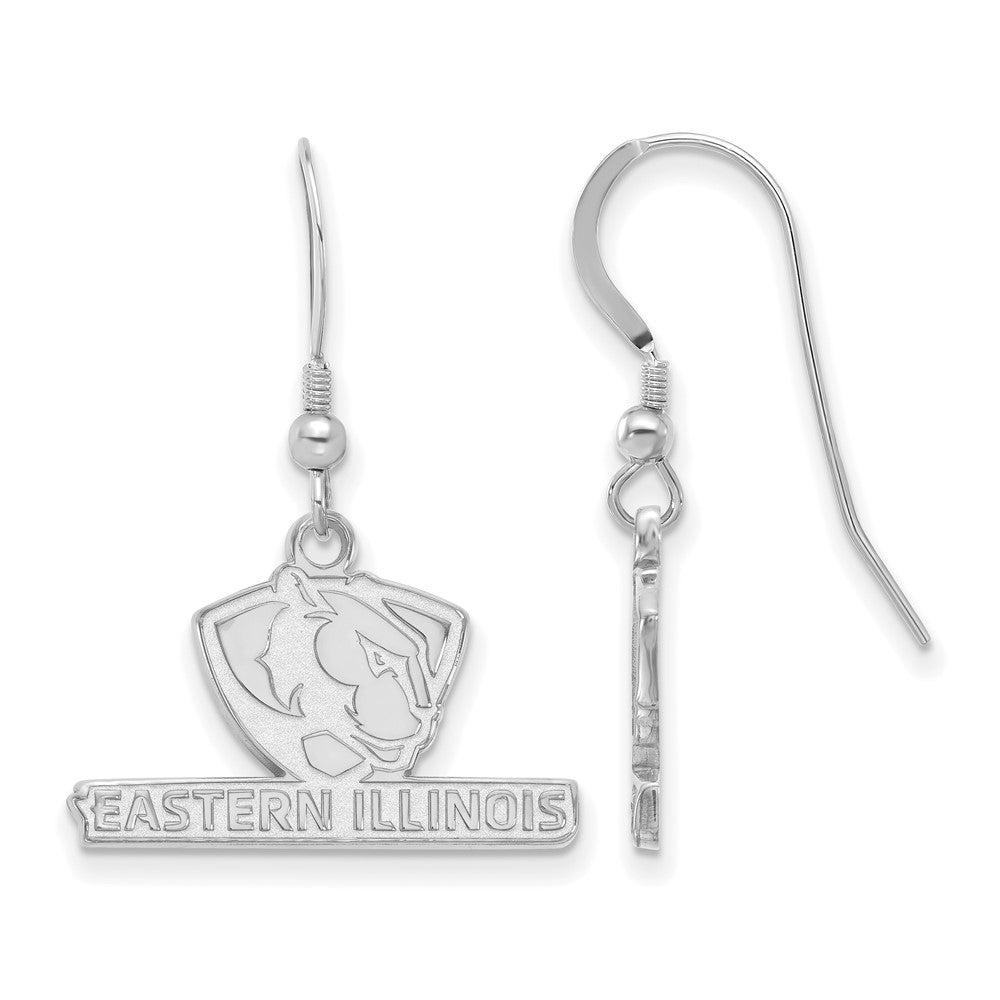 Sterling Silver Rhodium Plated Logoart Eastern Illinois University Small Dangle Wire Earrings