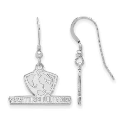 Sterling Silver Rhodium Plated Logoart Eastern Illinois University Small Dangle Wire Earrings