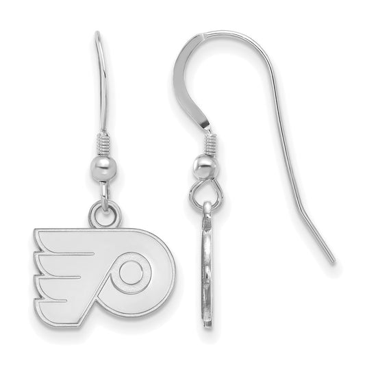 Sterling Silver Rhodium Plated Nhl Logoart Philadelphia Flyers Extra Small Dangle Earrings