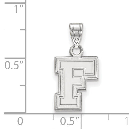 Sterling Silver Rhodium Plated Logoart Fordham University Letter F Small Pendant