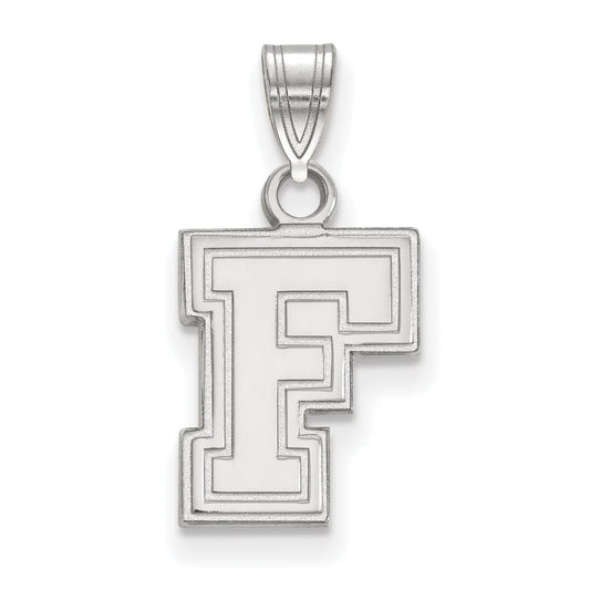 Sterling Silver Rhodium Plated Logoart Fordham University Letter F Small Pendant