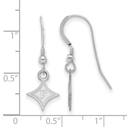 Sterling Silver Rhodium Plated Logoart Furman University Extra Small Dangle Wire Earrings