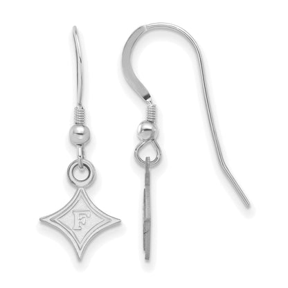 Sterling Silver Rhodium Plated Logoart Furman University Extra Small Dangle Wire Earrings