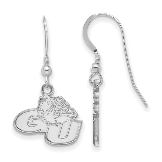 Sterling Silver Rhodium Plated Logoart Gonzaga University G U Bulldog Small Dangle Wire Earrings