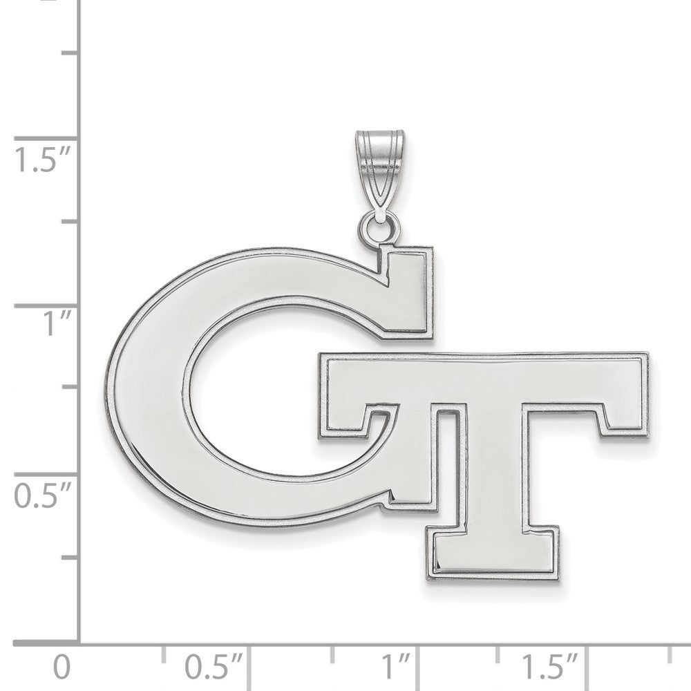 Sterling Silver Rhodium Plated Logoart Georgia Institute Of Technology G T Extra Large Pendant