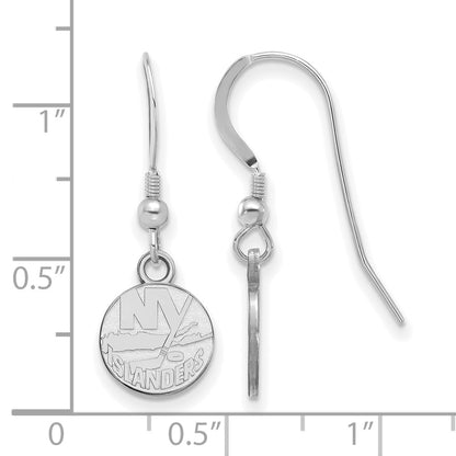 Sterling Silver Rhodium Plated Nhl Logoart New York Islanders Extra Small Dangle Wire Earrings