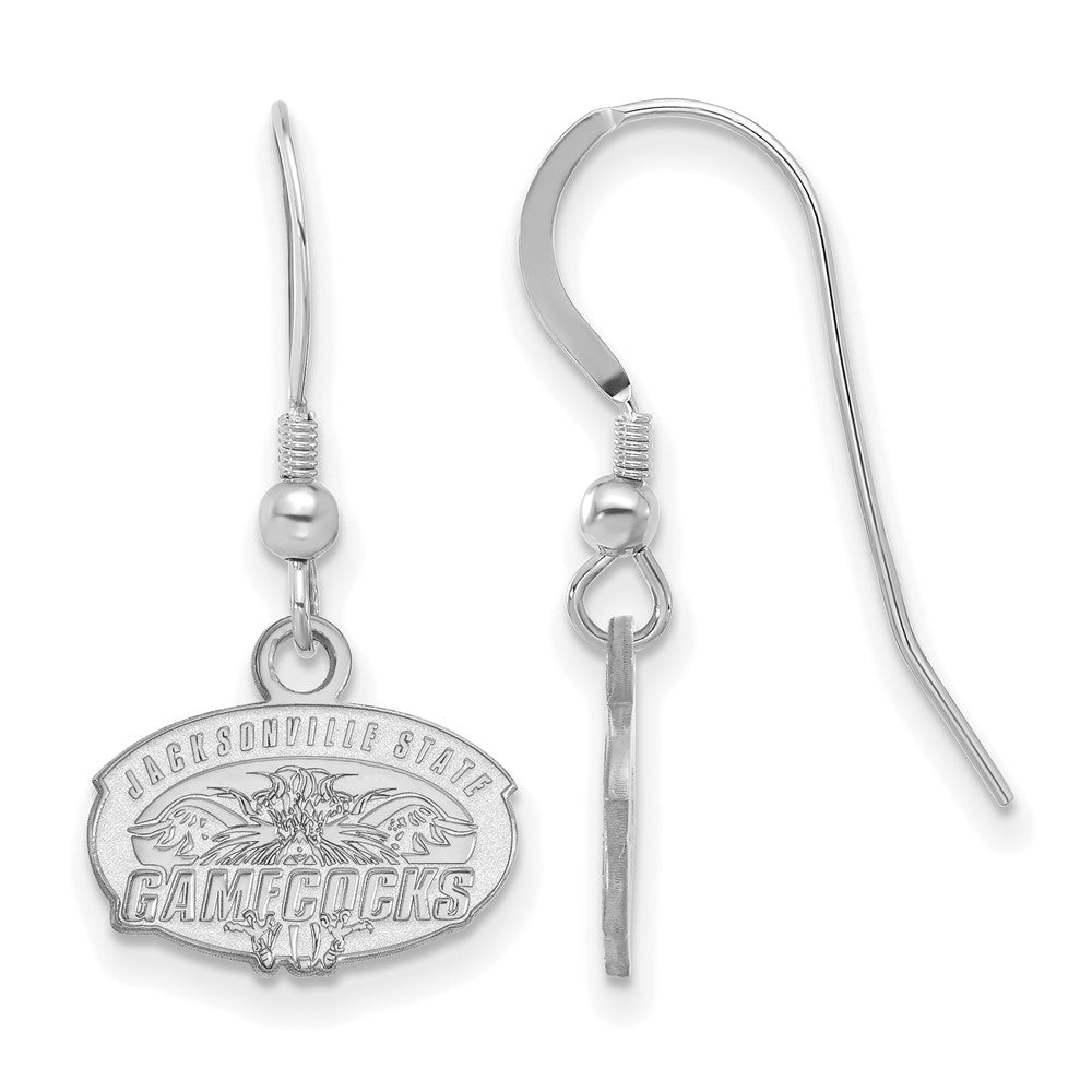Sterling Silver Rhodium Plated Logoart Jacksonville State University Extra Small Dangle Wire Earrings