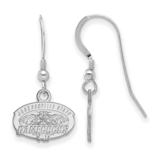 Sterling Silver Rhodium Plated Logoart Jacksonville State University Extra Small Dangle Wire Earrings
