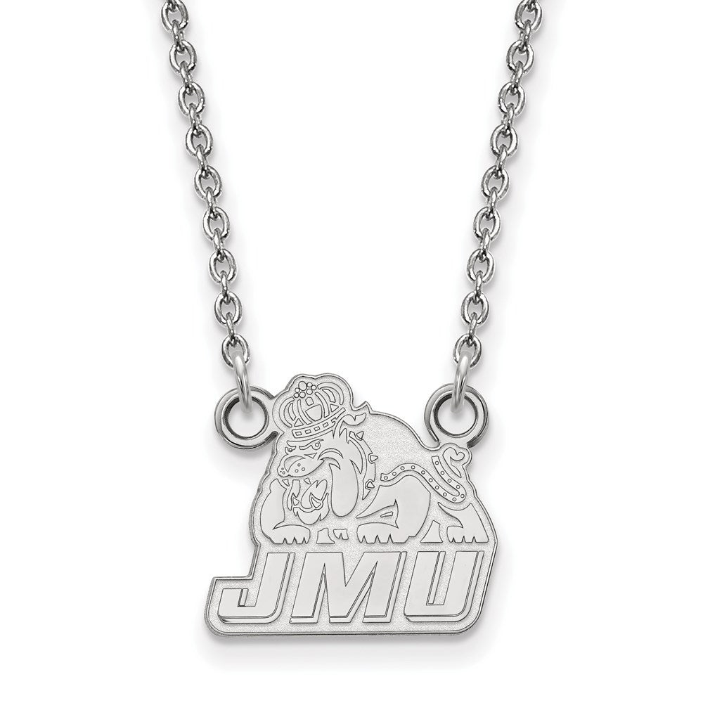 10K White Gold Logoart James Madison University Small Pendant 18 Inch Necklace