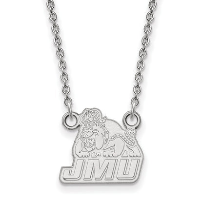 Sterling Silver Rhodium Plated Logoart James Madison University Small Pendant 18 Inch Necklace
