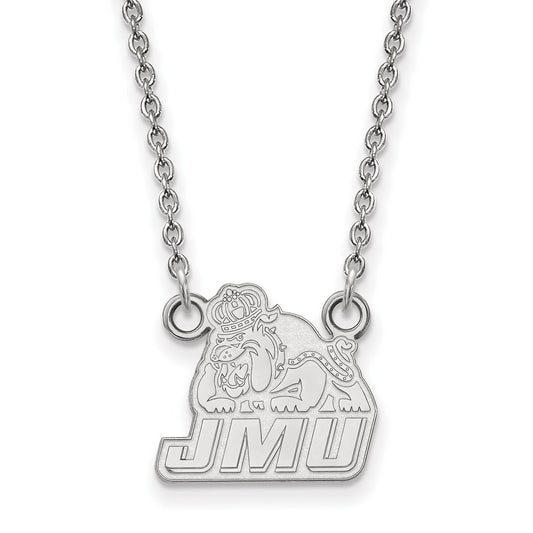 Sterling Silver Rhodium Plated Logoart James Madison University Small Pendant 18 Inch Necklace