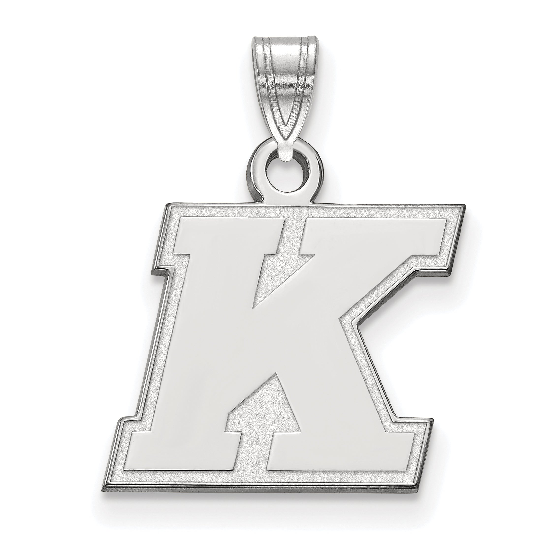 Sterling Silver Rhodium Plated Logoart Kent State University Letter K Small Pendant
