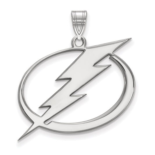 Sterling Silver Rhodium Plated Nhl Logoart Tampa Bay Lightning Extra Large Pendant