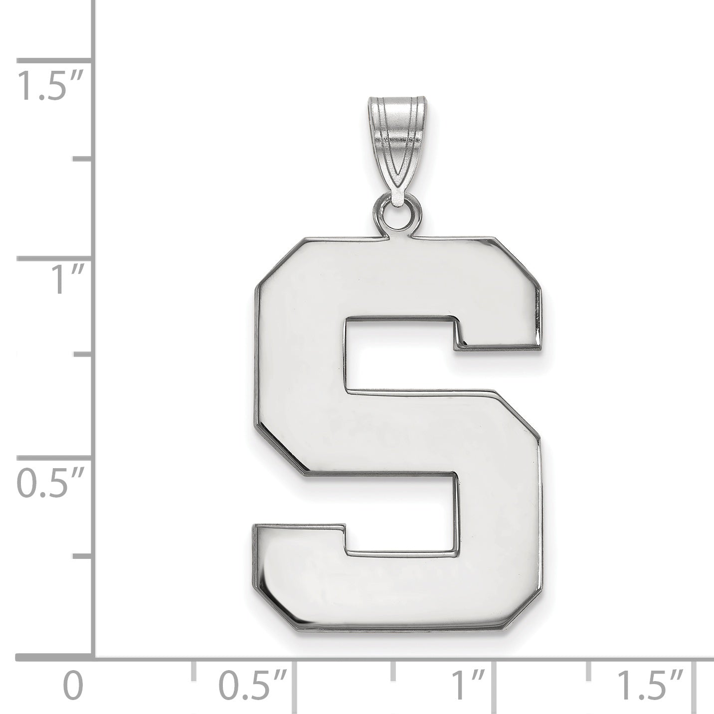 Sterling Silver Rhodium Plated Logoart Michigan State University Letter S Extra Large Pendant