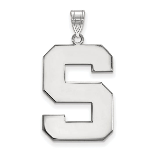 Sterling Silver Rhodium Plated Logoart Michigan State University Letter S Extra Large Pendant