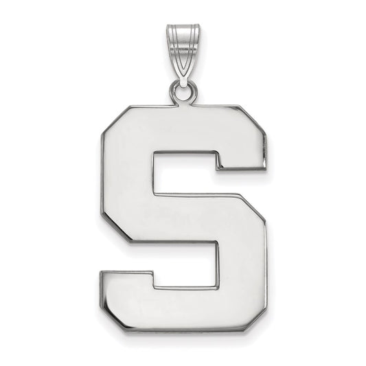 10K White Gold Logoart Michigan State University Letter S Extra Large Pendant