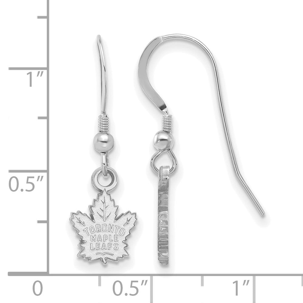 Sterling Silver Rhodium Plated Nhl Logoart Toronto Maple Leafs Extra Small Dangle Earrings