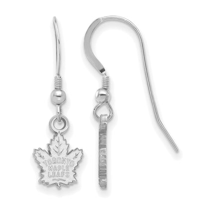 Sterling Silver Rhodium Plated Nhl Logoart Toronto Maple Leafs Extra Small Dangle Earrings