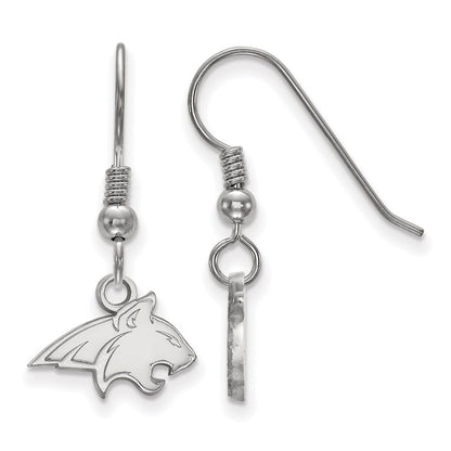Sterling Silver Rhodium Plated Logoart Montana State University Bobcat Extra Small Dangle Wire Earrings