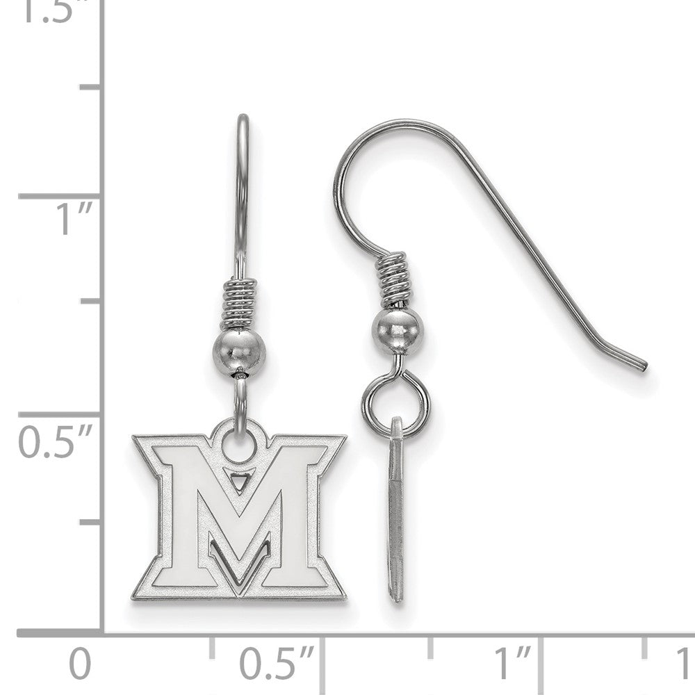 Sterling Silver Rhodium Plated Logoart Miami University Ohio Letter M Extra Small Dangle Wire Earrings