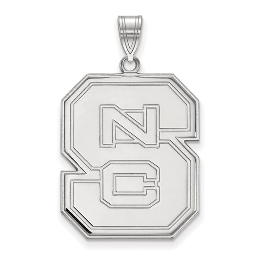 10K White Gold Logoart North Carolina State University N C S Extra Large Pendant