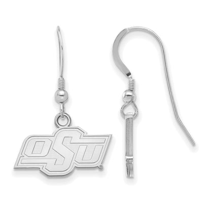 Sterling Silver Rhodium Plated Logoart Oklahoma State University O S U Extra Small Dangle Wire Earrings