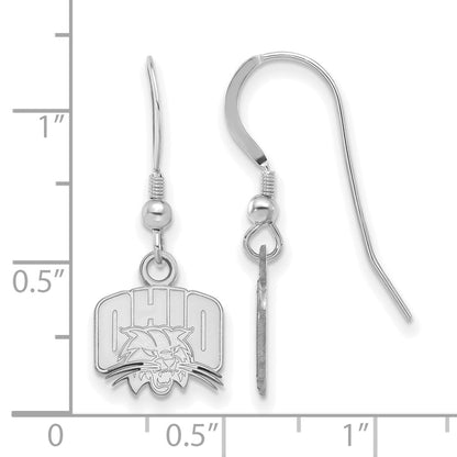 Sterling Silver Rhodium Plated Logoart Ohio University Extra Small Dangle Wire Earrings
