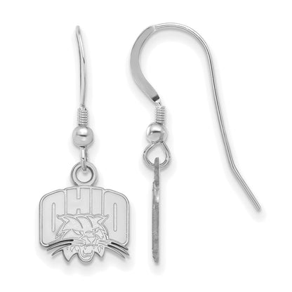 Sterling Silver Rhodium Plated Logoart Ohio University Extra Small Dangle Wire Earrings