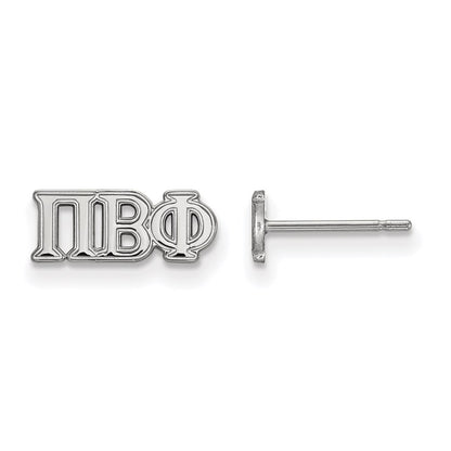 Sterling Silver Rhodium Plated Logoart Pi Beta Phi Sorority Greek Letters Extra Small Post Earrings
