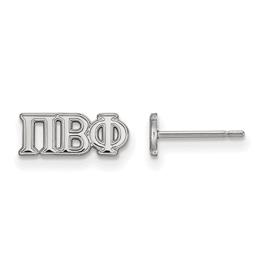 Sterling Silver Rhodium Plated Logoart Pi Beta Phi Sorority Greek Letters Extra Small Post Earrings