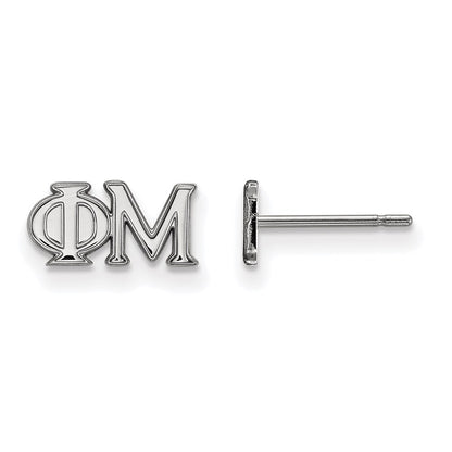 Sterling Silver Rhodium Plated Logoart Phi Mu Sorority Greek Letters Extra Small Post Earrings