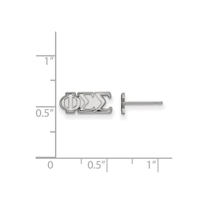 Sterling Silver Rhodium Plated Logoart Phi Sigma Sorority Greek Letters Extra Small Post Earrings