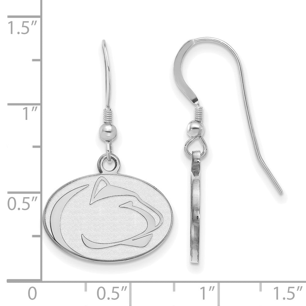 Sterling Silver Rhodium Plated Logoart Penn State University Lion Small Dangle Wire Earrings