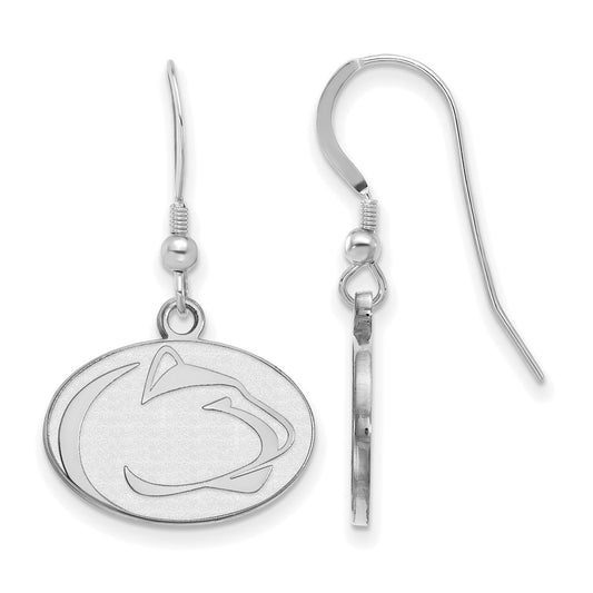 Sterling Silver Rhodium Plated Logoart Penn State University Lion Small Dangle Wire Earrings
