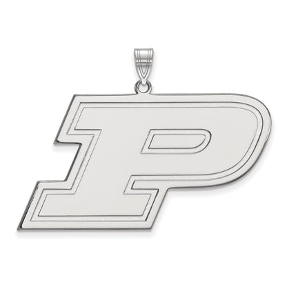 Sterling Silver Rhodium Plated Logoart Purdue University Letter P Extra Large Pendant