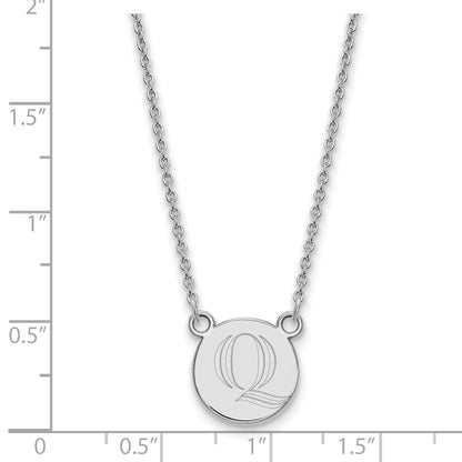 Sterling Silver Rhodium Plated Logoart Quinnipiac University Letter Q Small Pendant 18 Inch Necklace