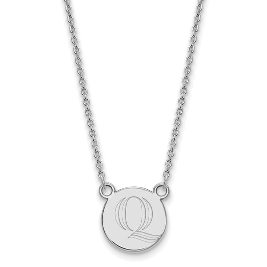 Sterling Silver Rhodium Plated Logoart Quinnipiac University Letter Q Small Pendant 18 Inch Necklace