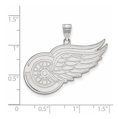 10K White Gold Nhl Logoart Detroit Red Wings Extra Large Pendant