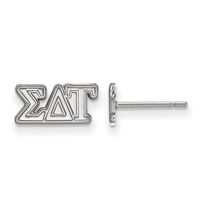 Sterling Silver Rhodium Plated Logoart Sigma Delta Tau Sorority Greek Letters Extra Small Post Earrings