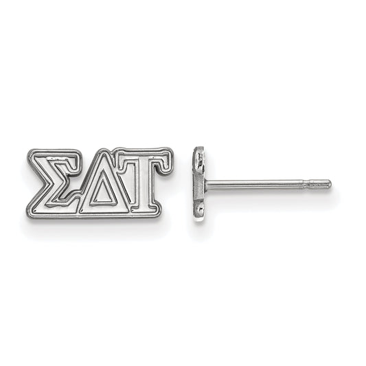 Sterling Silver Rhodium Plated Logoart Sigma Delta Tau Sorority Greek Letters Extra Small Post Earrings