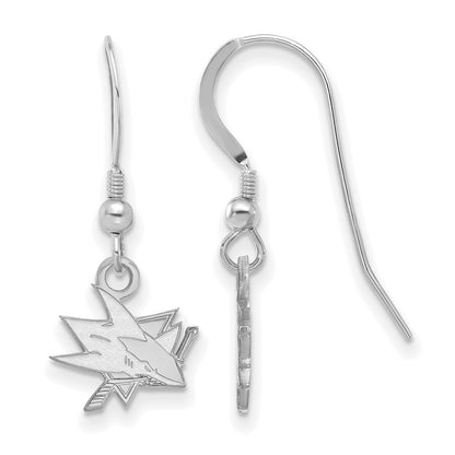 Sterling Silver Rhodium Plated Nhl Logoart San Jose Sharks Extra Small Dangle Earrings