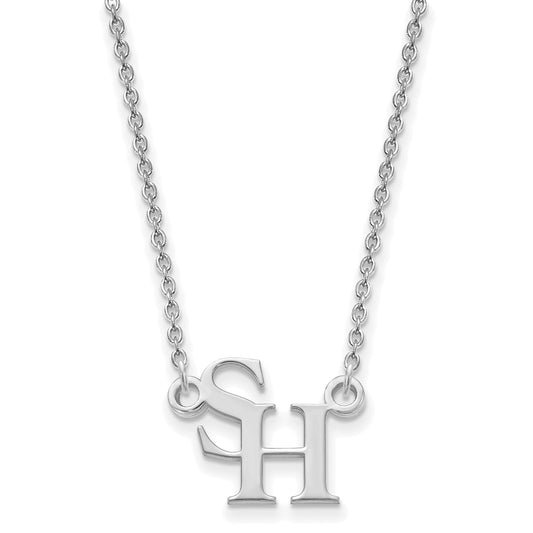 Sterling Silver Rhodium Plated Logoart Sam Houston State University Small Pendant 18 Inch Necklace