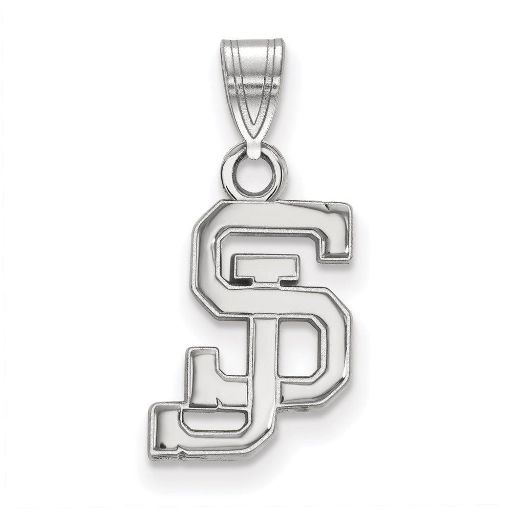 14K White Gold Logoart San Jose State University S J Small Pendant