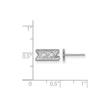 Sterling Silver Rhodium Plated Logoart Sigma Sorority Greek Letters Extra Small Post Earrings