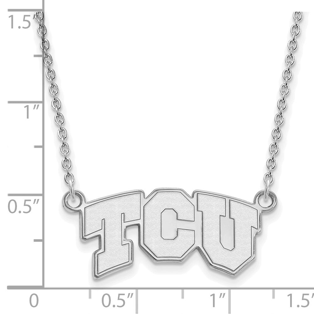 14K White Gold Logoart Texas Christian University T C U Small Pendant 18 Inch Necklace