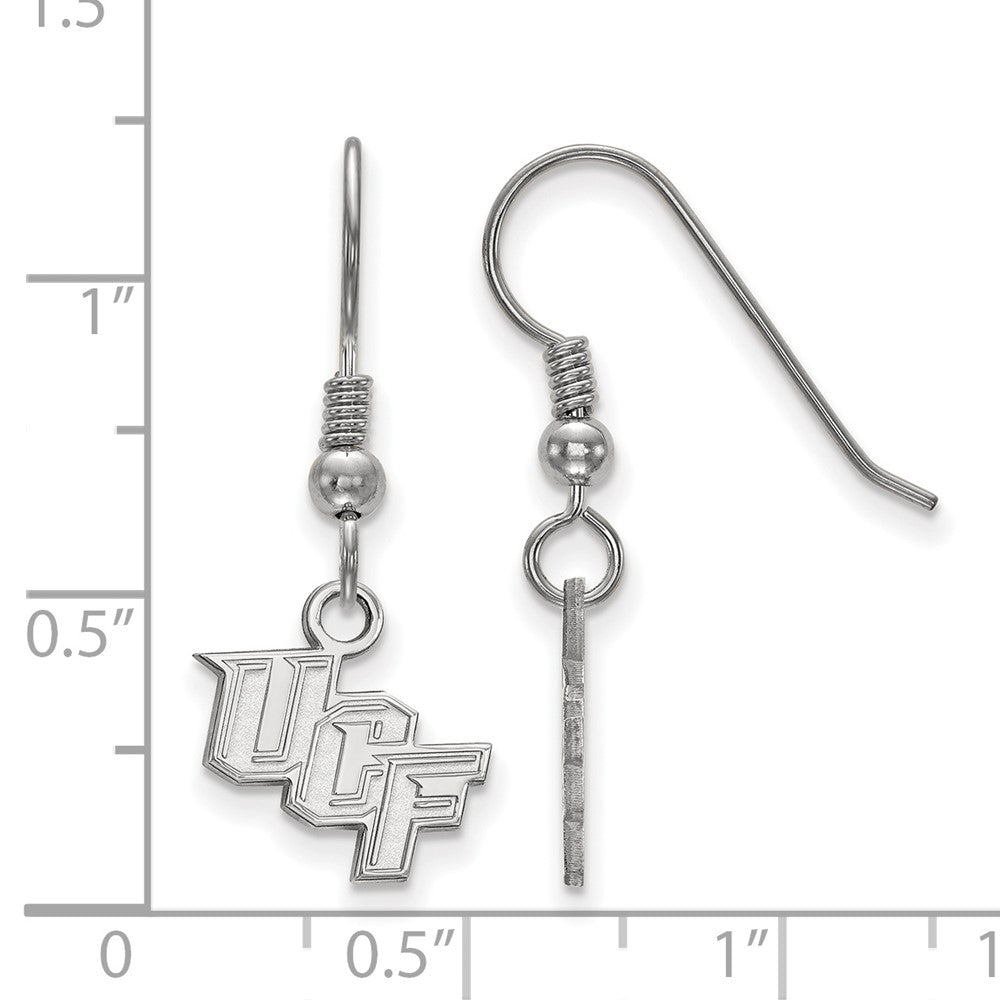 Sterling Silver Rhodium Plated Logoart University Of Central Florida U C F Extra Small Dangle Wire Earrings